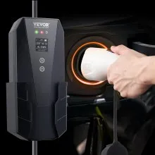 VEVOR Level 2 Portable EV Charger, 32 Amp 240V, Electric Vehicle Charger with 28 ft Charging Cable NEMA 14-50P Plug, 16/20/24/32A Adjustable Current Plug-in Home EV Charging Station for SAE J1772 EVs