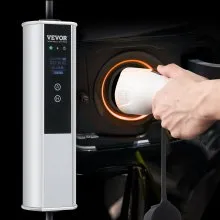 VEVOR Level 2 Portable EV Charger, 40A 240V, Electric Vehicle Charger with 25 ft Charging Cable NEMA 14-50P Plug, 40A/32A/24A/16A Adjustable Current Plug-in Home EV Charging Station for SAE J1772 EVs