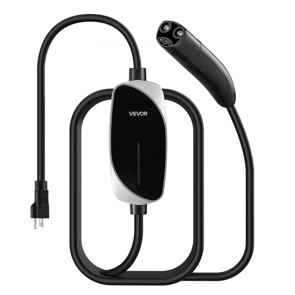 VEVOR Level 1/2 Tesla Charger, 16 Amp, Portable Electric Car EV Charger with 25 ft Charging Cable, 120V-240V, NEMA 6-20P Plug NEMA 5-15 Adapter, LED Indicator, NACS Connector for Tesla Model Y/X/3/S