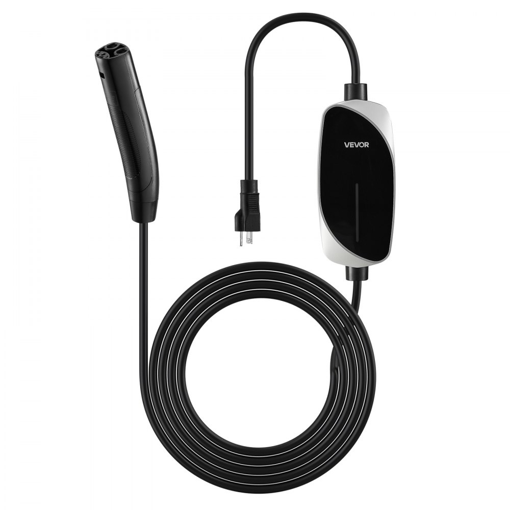 VEVOR Level 1/2 Tesla Charger, 16 Amp, Portable Electric Car EV Charger with 25 ft Charging Cable, 120V-240V, NEMA 6-20P Plug NEMA 5-15 Adapter, LED Indicator, NACS Connector for Tesla Model Y/X/3/S