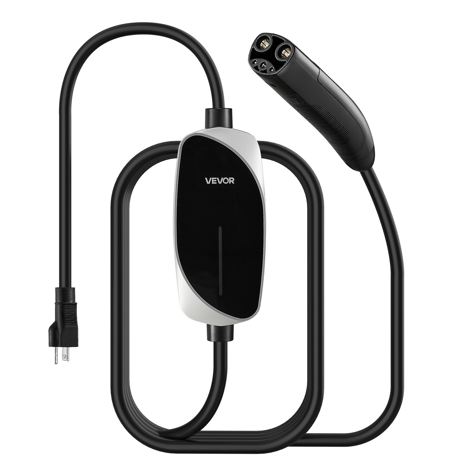 VEVOR Level 1/2 Tesla Charger, 16 Amp, Portable Electric Car EV Charger with 25 ft Charging Cable, 120V-240V, NEMA 6-20P Plug NEMA 5-15 Adapter, LED Indicator, NACS Connector for Tesla Model Y/X/3/S