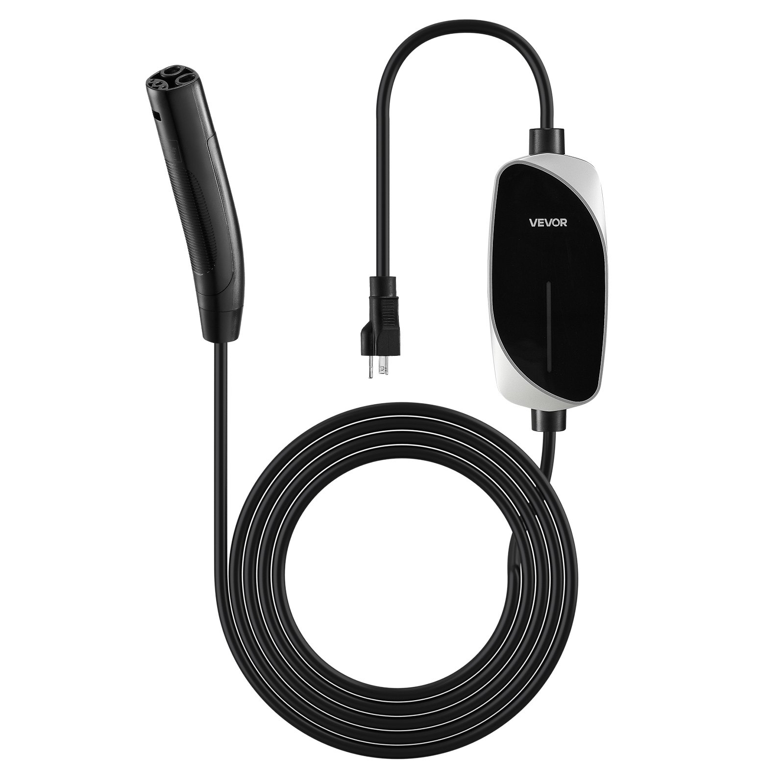 VEVOR Level 1/2 Tesla Charger, 16 Amp, Portable Electric Car EV Charger with 25 ft Charging Cable, 120V-240V, NEMA 6-20P Plug NEMA 5-15 Adapter, LED Indicator, NACS Connector for Tesla Model Y/X/3/S