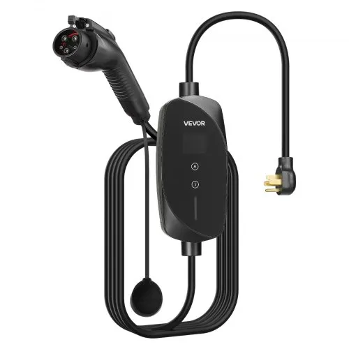 VEVOR Level 2 Ev Charger 32a Adjustable Current 240v Portable Electric Vehicle Charger 25ft Cable Nema 14-50p Plug Lcd Display Home Charging Station