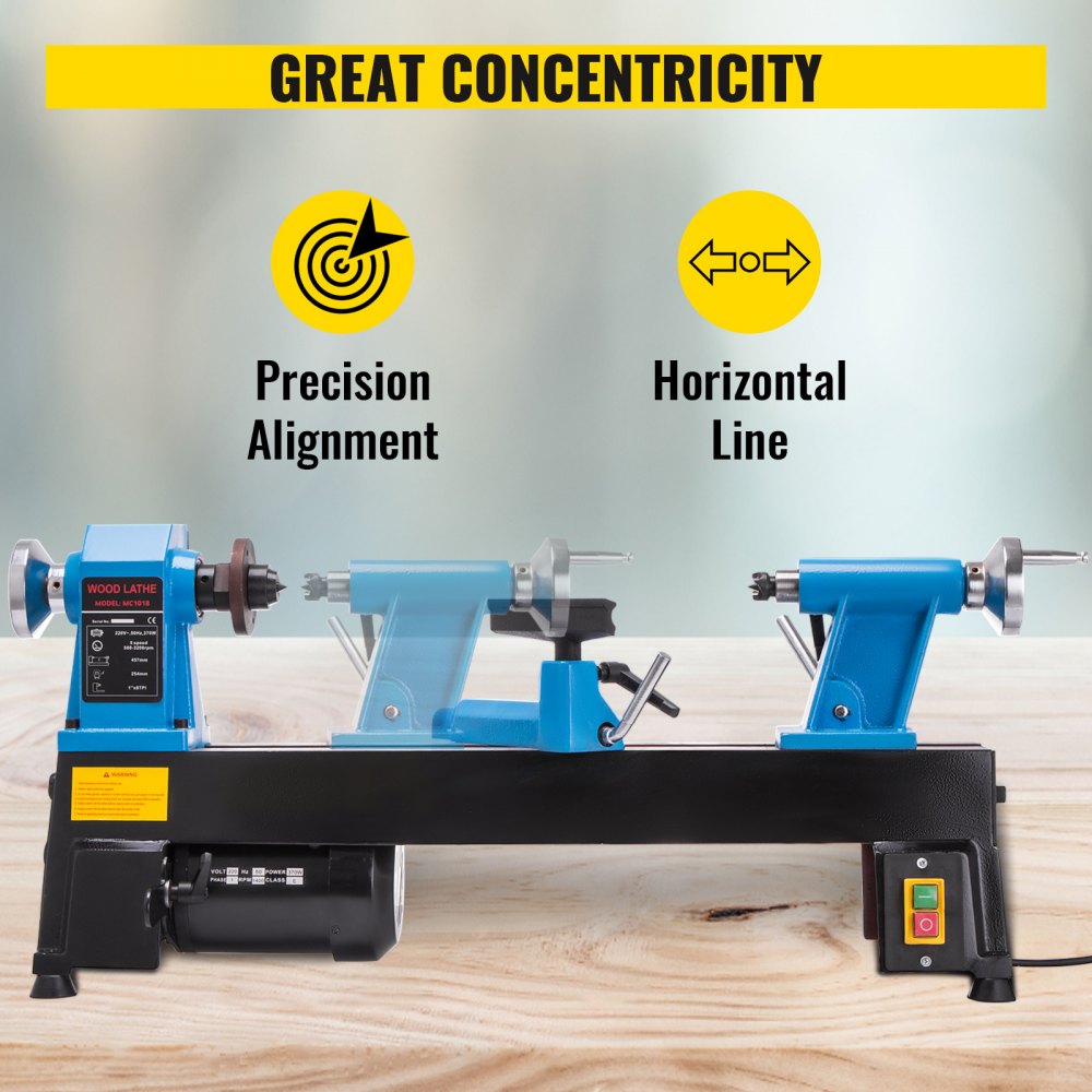 Mini Benchtop Wood Lathe 254x458mm 500-3200RPM Mute Stability Variable Speeds