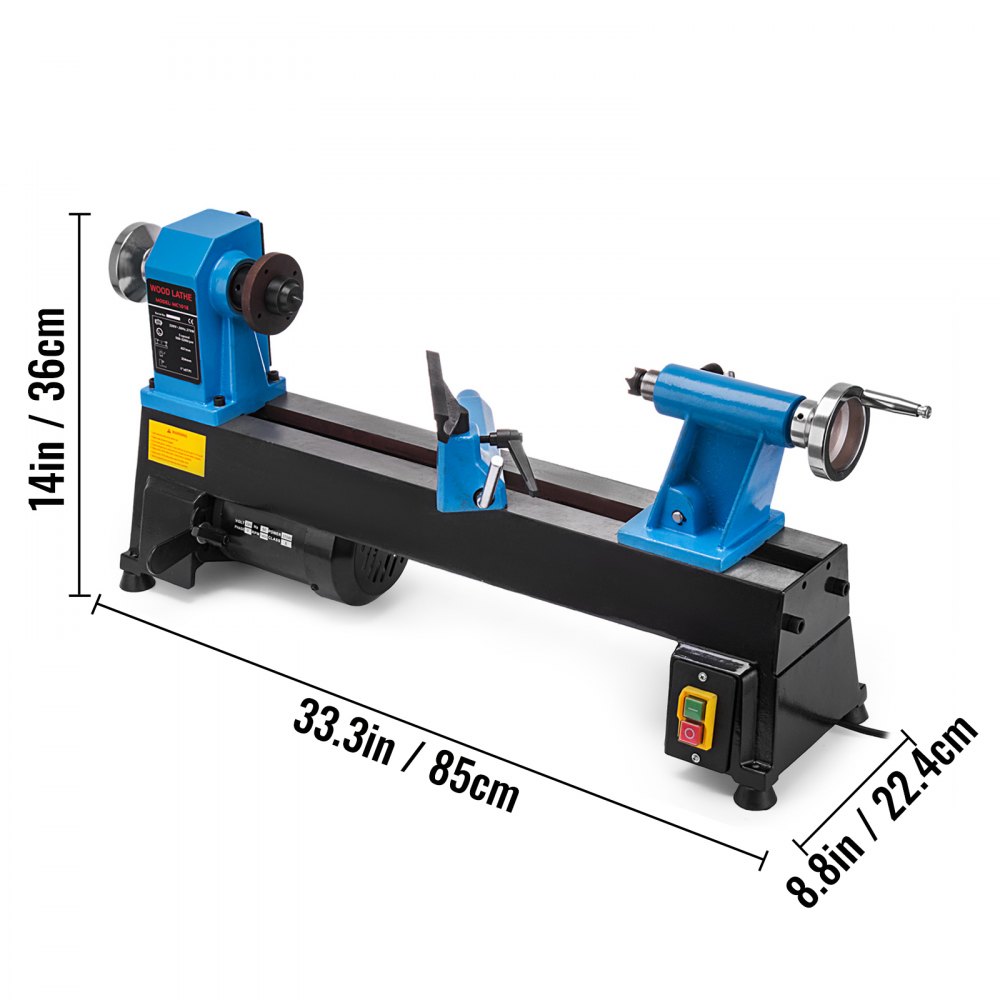 Mini Benchtop Wood Lathe 254x458mm 500-3200RPM Mute Stability Variable Speeds