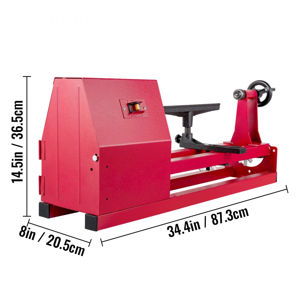 VEVOR Bench top Wood Lathe 14" x 20", Power Wood Lathe 4 Speeds 1100/1600/2300/3400 RPM, Small Mini Lathe 120V, Wood Turning Lathe with Three Chisels and Wrenches, Table Lathe for Wood Working