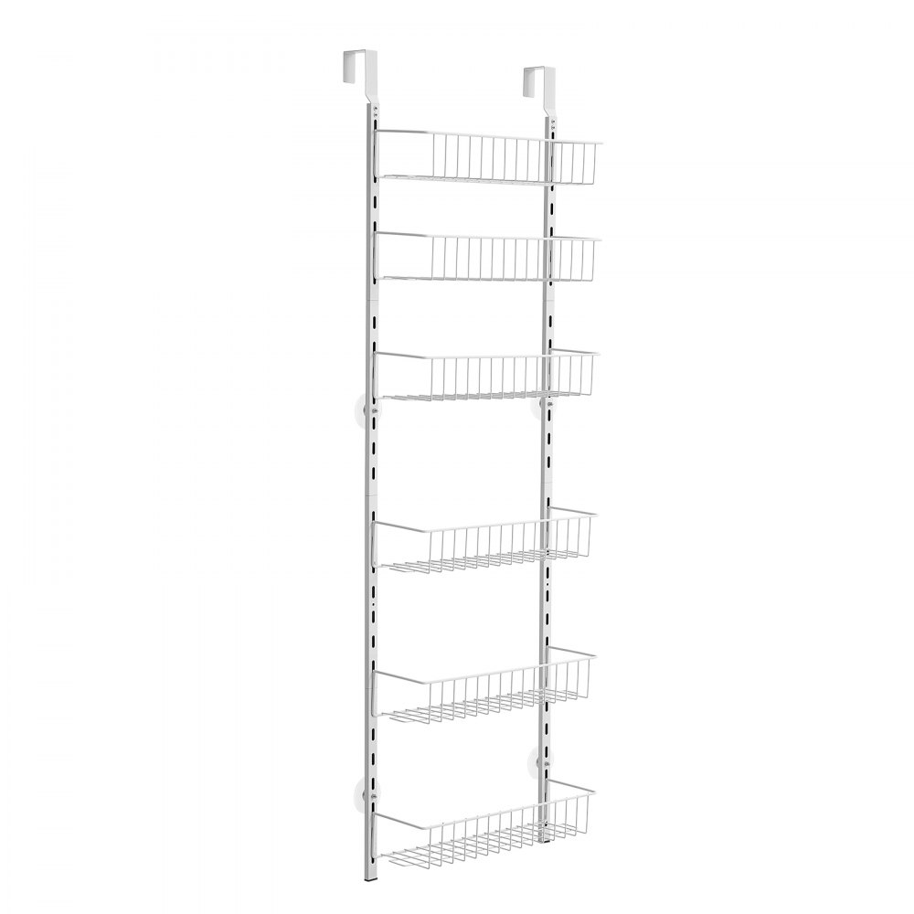 VEVOR Over the Door Pantry Organizer, 6-Tier Pantry Organization and Storage, Heavy-Duty Steel Hanging Spice Rack, Adjustable Wall Seasoning Shelves, for Home Kitchen Laundry Room Bathroom, White