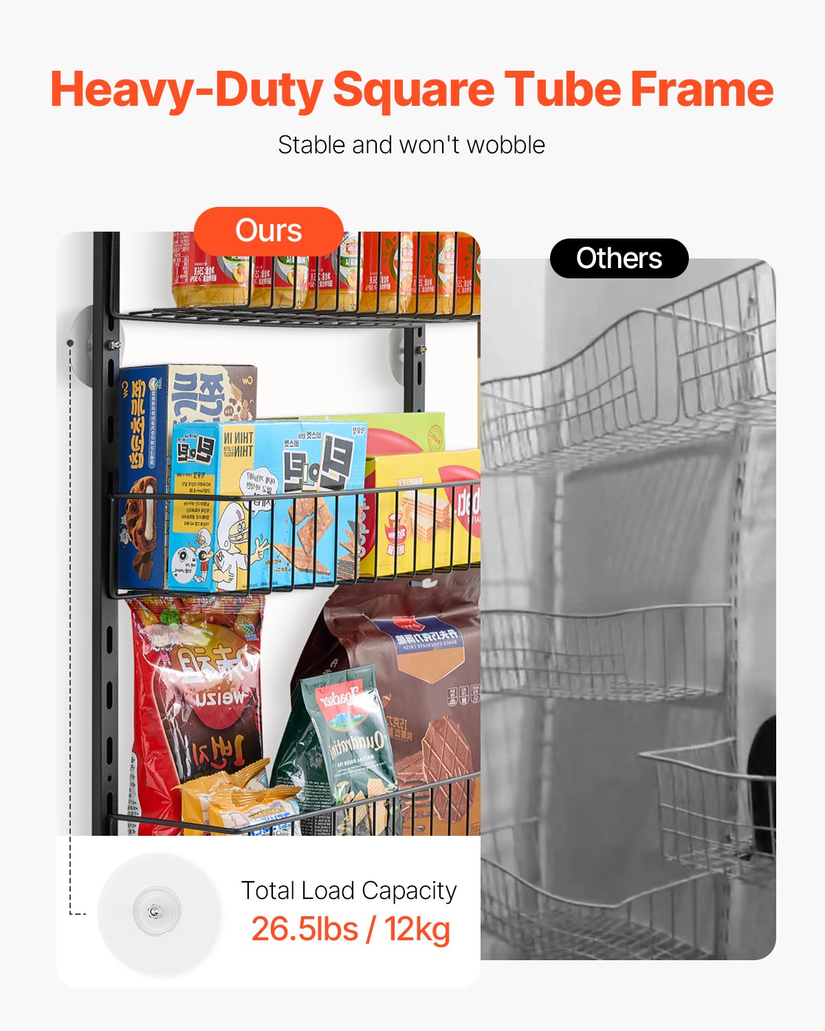 VEVOR 8-Tier Over the Door Pantry Organizer Hanging Storage Rack Adjustable