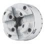 VEVOR lathe chuck with four metal jaws and black screws, designed for holding workpieces securely.