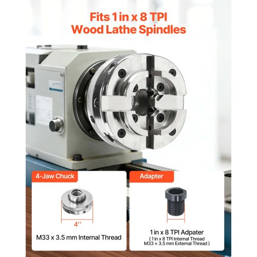 Puidutreipingi padrun 101,6 mm, 1" x 8 TPI — pilt 6