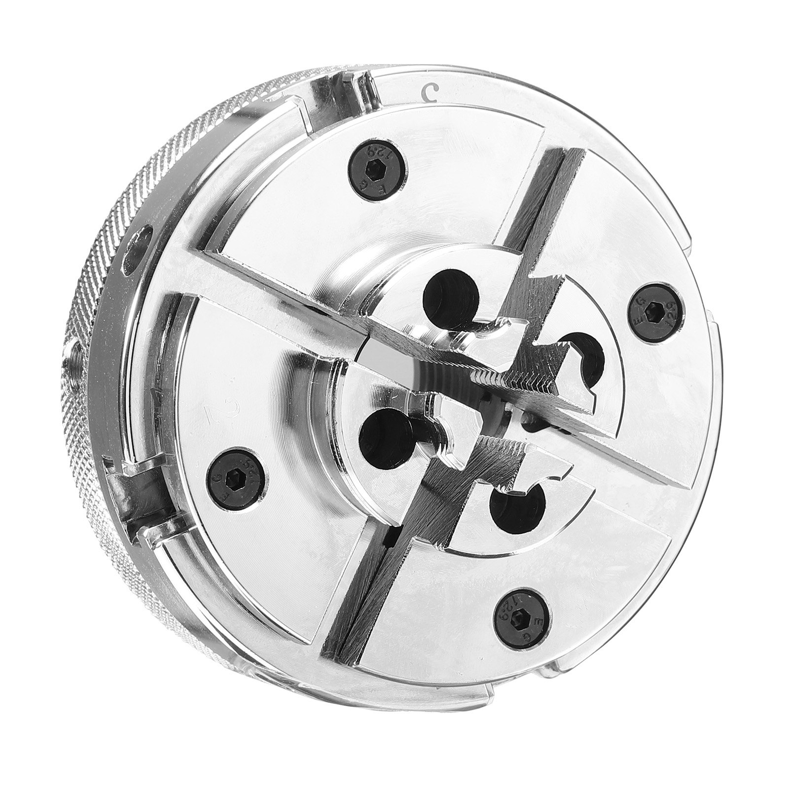 VEVOR 4 Inch Wood Lathe Chuck, 4-Jaw, Self-Centering Wood Turning Chuck Set with 1" x 8TPI Thread & Adapter, 4 PCS Round/Jaws/Pin Jaws, Case, Nickel-Plated, High-Hardness Steel, for Woodworking Lathe