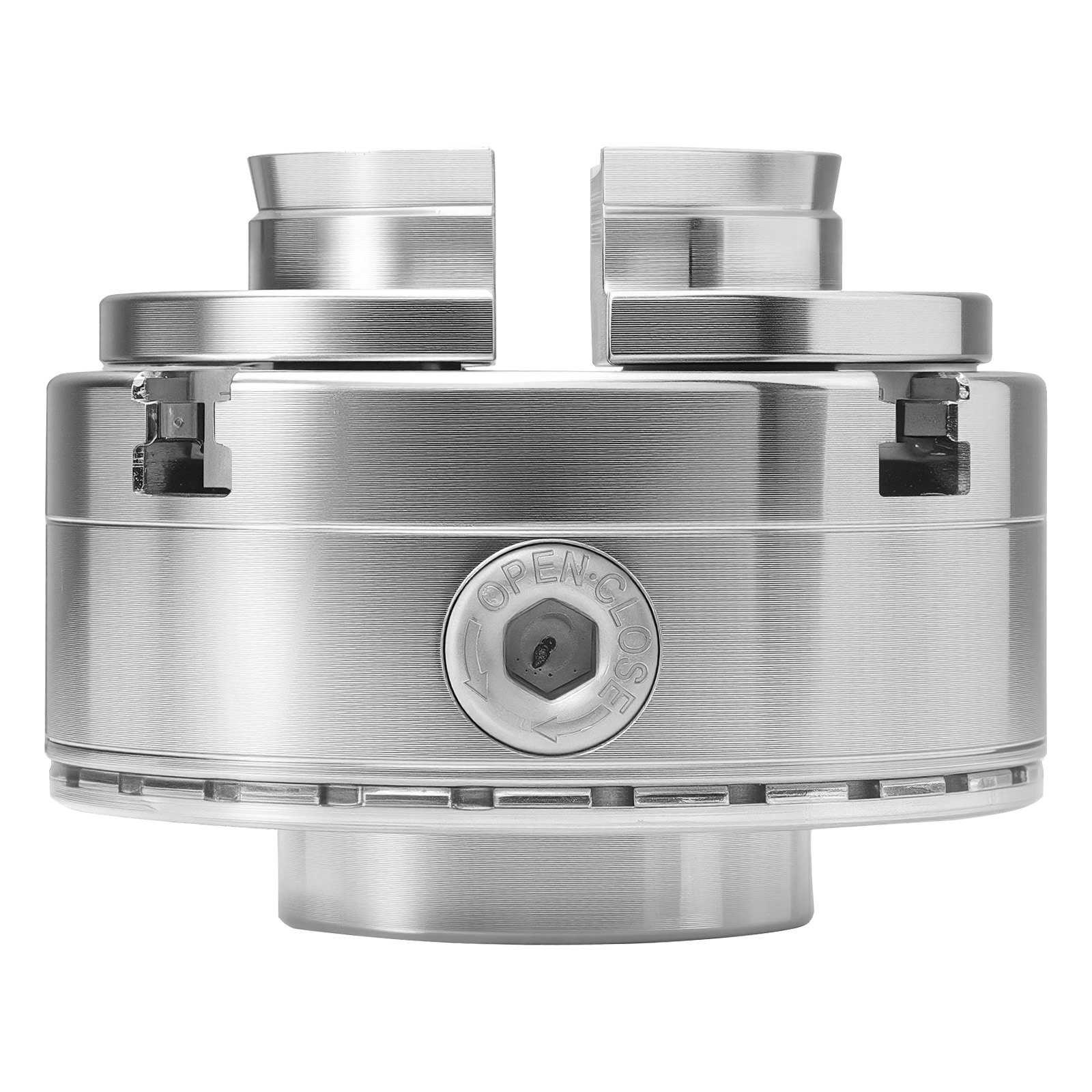 VEVOR 4 Inch Wood Lathe Chuck, 4-Jaw, Self-Centering Wood Turning Chuck Set with 1" x 8TPI Thread & Adapter, 5 PCS Jaws Round/Flat/Step/Pin, Carry Case, Nickel-Plated Finish, for Woodworking Lathe