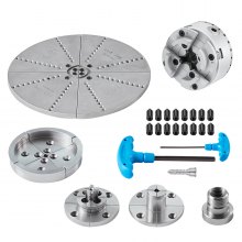 VEVOR KP965 Lathe Chuck, 4-Jaw 96 mm Diameter, Metal Lathe Chuck Turning Machine Accessories with 5 Sets of Jaws, Self-centering Tool, for Precision Machining, Grinding Machines, Milling Machines