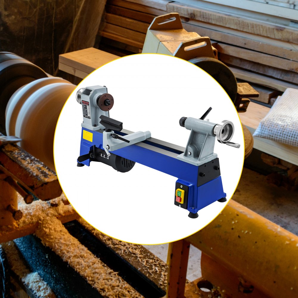 VEVOR 10 x 18 Inch Variable Speed Benchtop Mini Wood Lathe & Variable Speed 500-3200RPM & Rubber Feet (10 x 18 Inch)