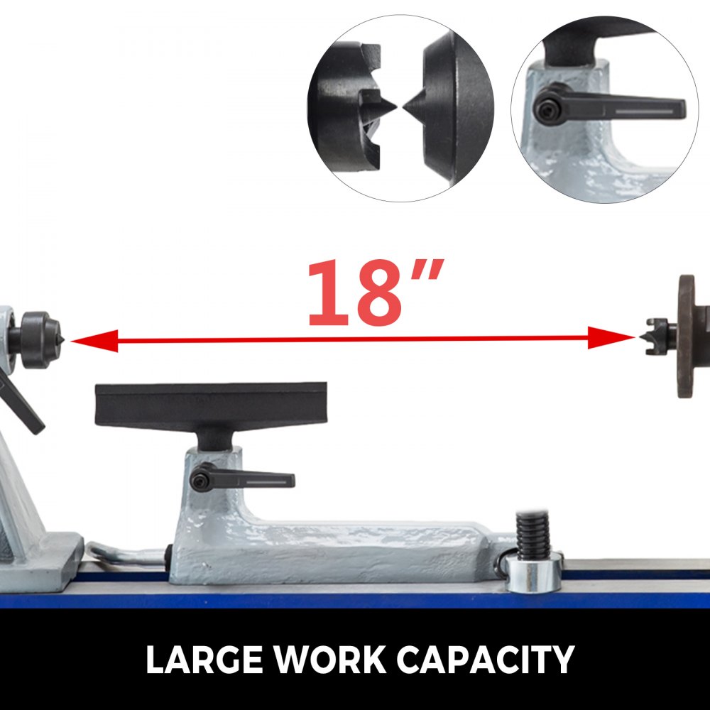 12" X 18" Mini Wood Lathe 550w W/led Light Variable Speed Accurate Low Noise