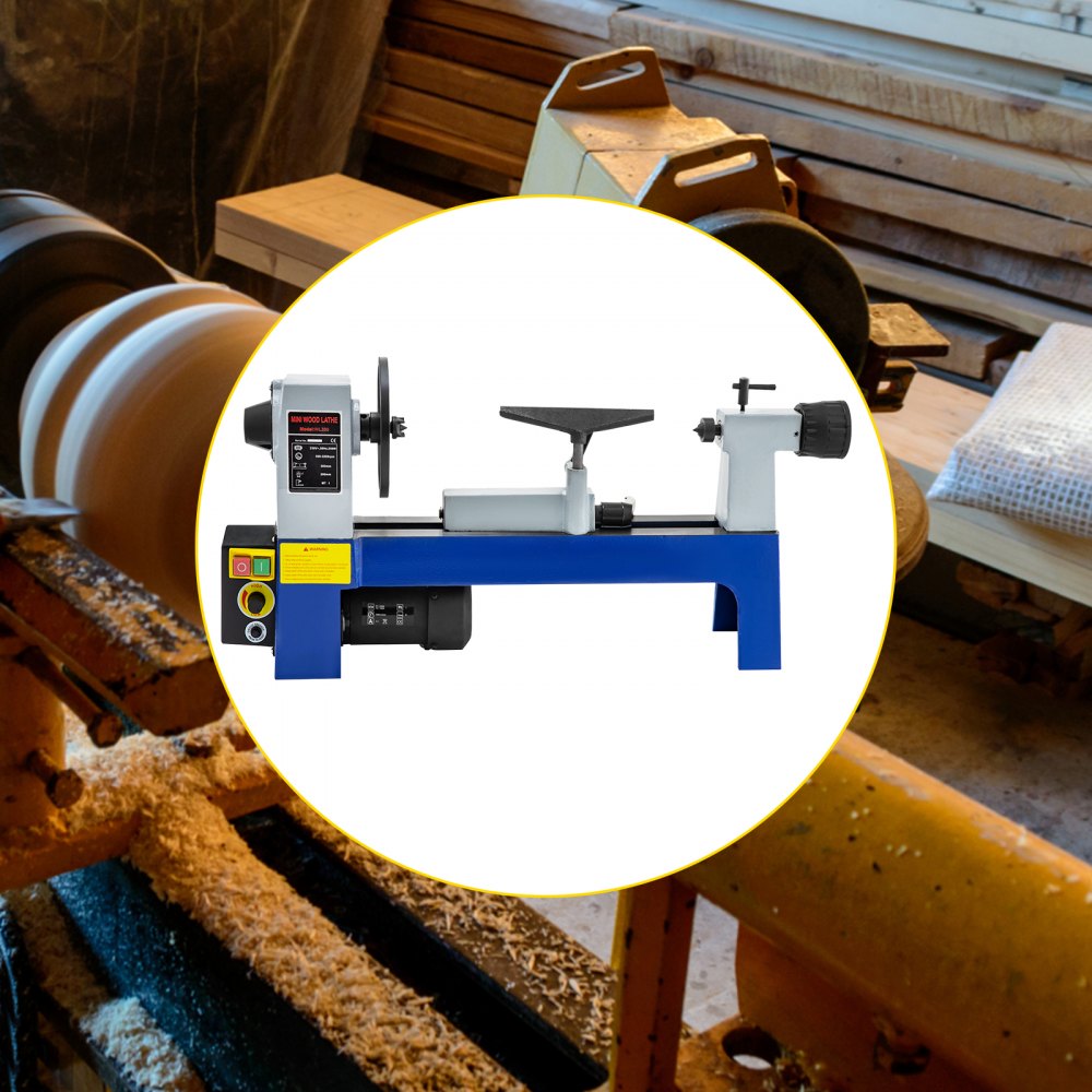 VEVOR Benchtop Wood Turning Lathe 8" × 12" Variable Speed Home Workshop Machine