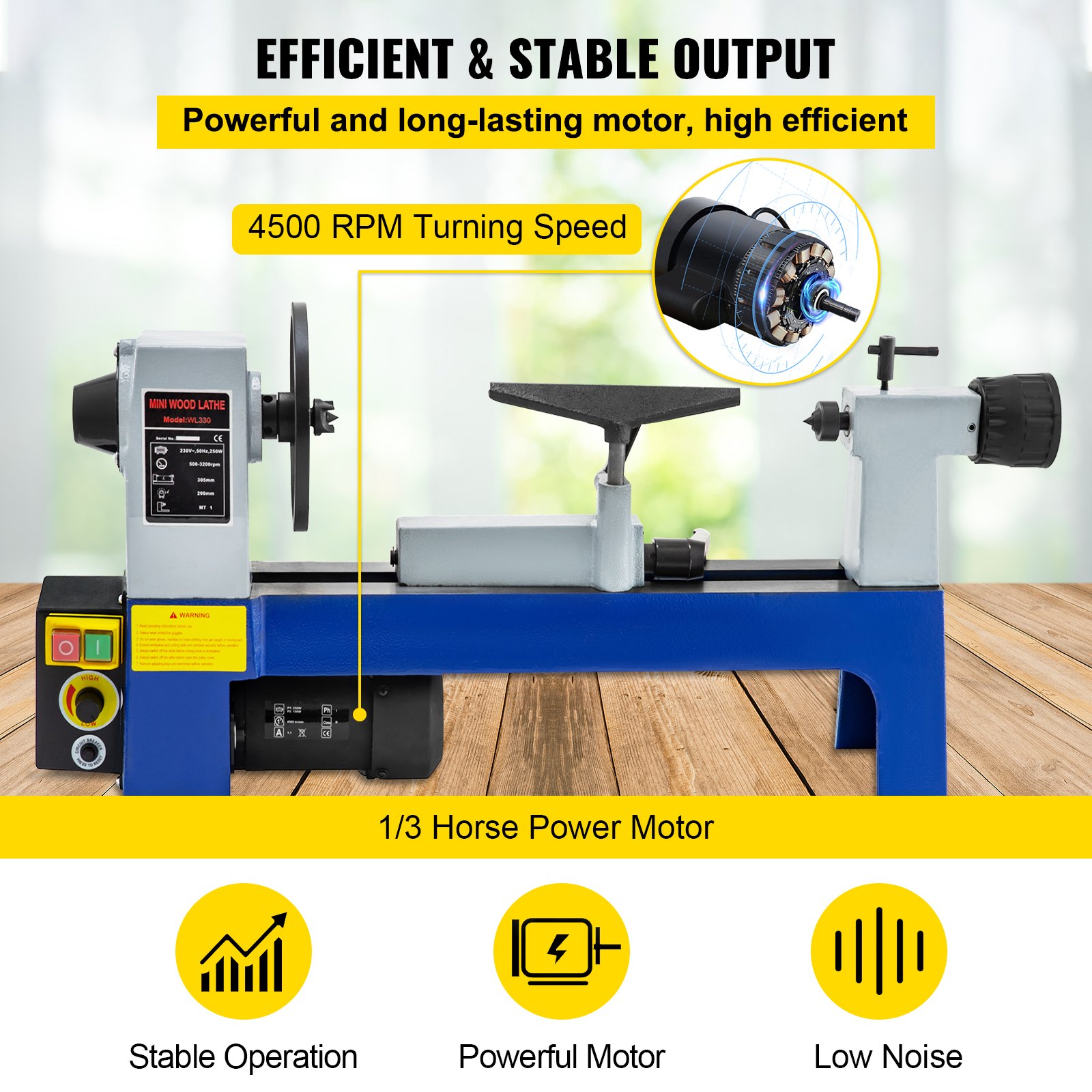 VEVOR Benchtop Wood Turning Lathe 8" × 12" Variable Speed Home Workshop Machine