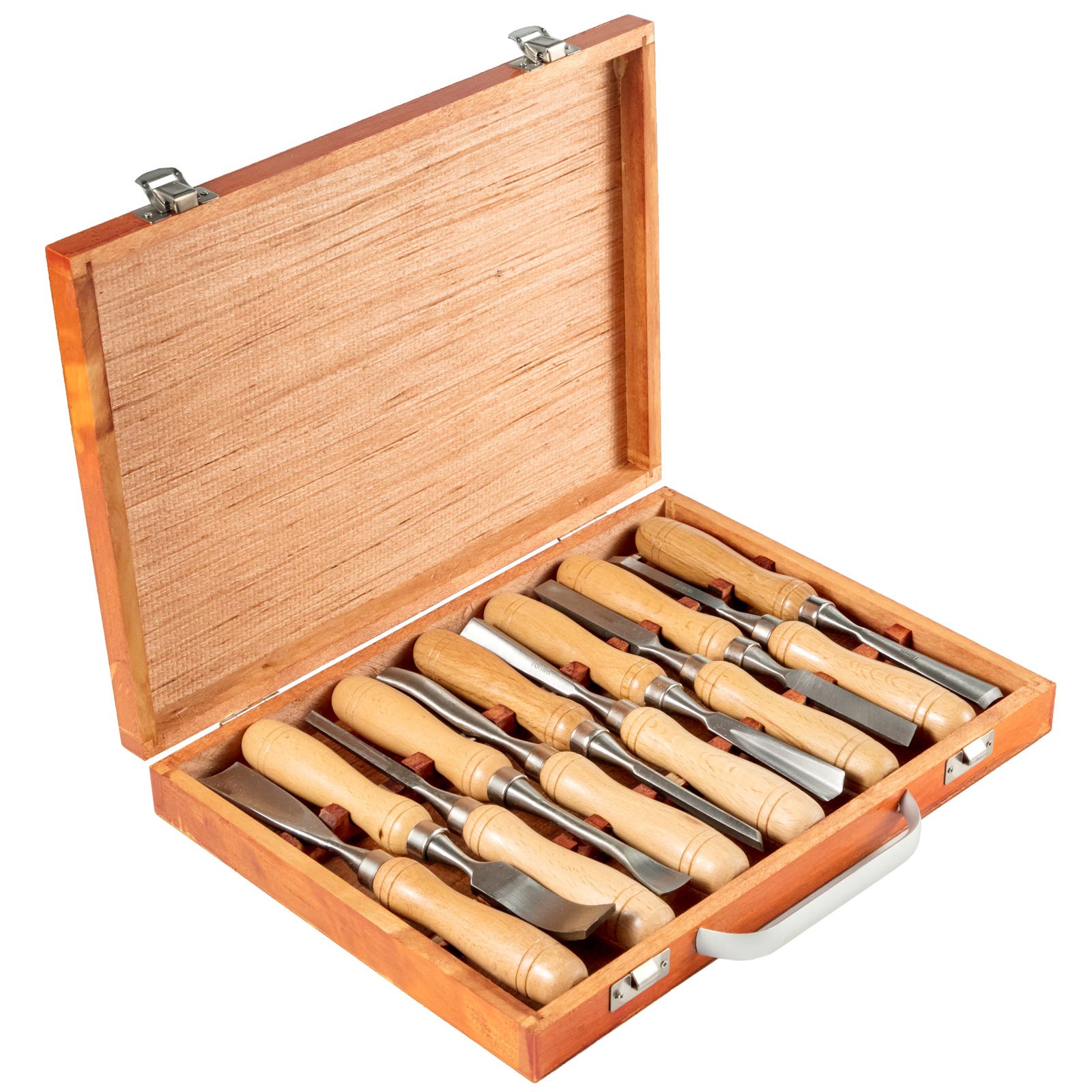 VEVOR 12-Piece Wood Lathe Chisel Set, 3.75" Blade, Woodworking & Carving Tools with Wooden Case for Furniture & Root Crafting