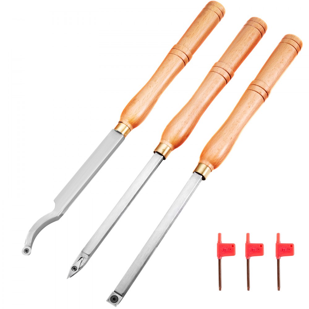 Wood Turning Tools For Lathe, Carbide Lathe Tools 3 Pcs, Turning Lathe Chisels