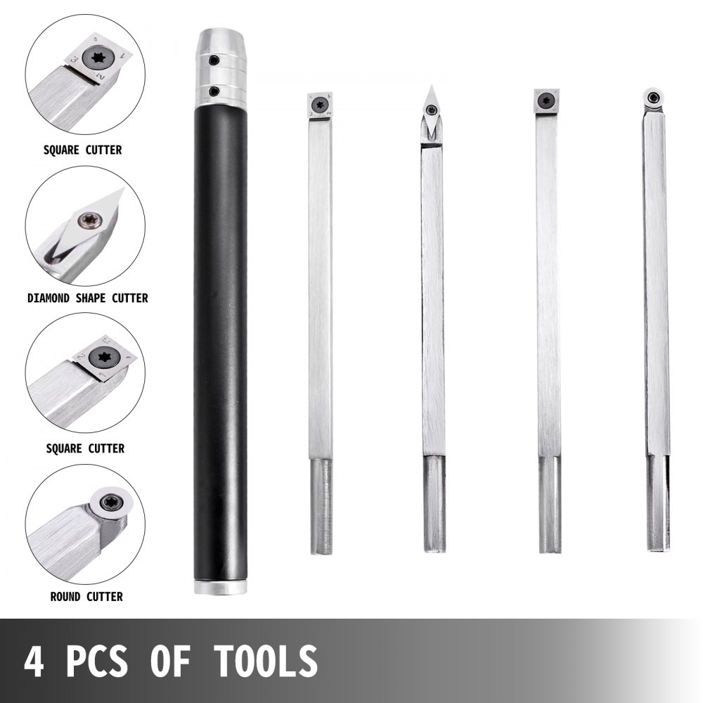 Wood Turning Tools For Lathe, Carbide Lathe Tools 4 Pcs, Turning Lathe Chisels