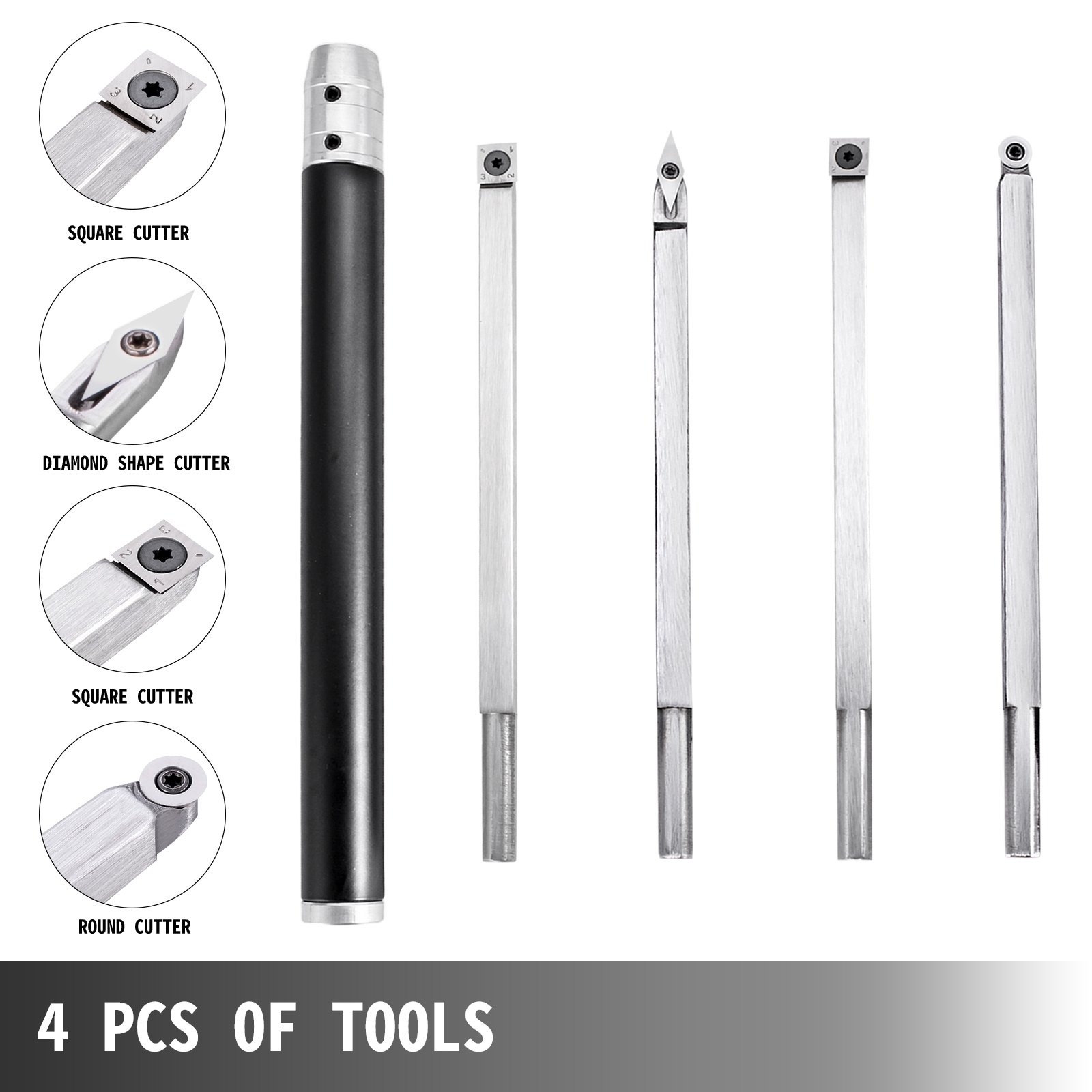 Wood Turning Tools For Lathe, Carbide Lathe Tools 4 Pcs, Turning Lathe Chisels