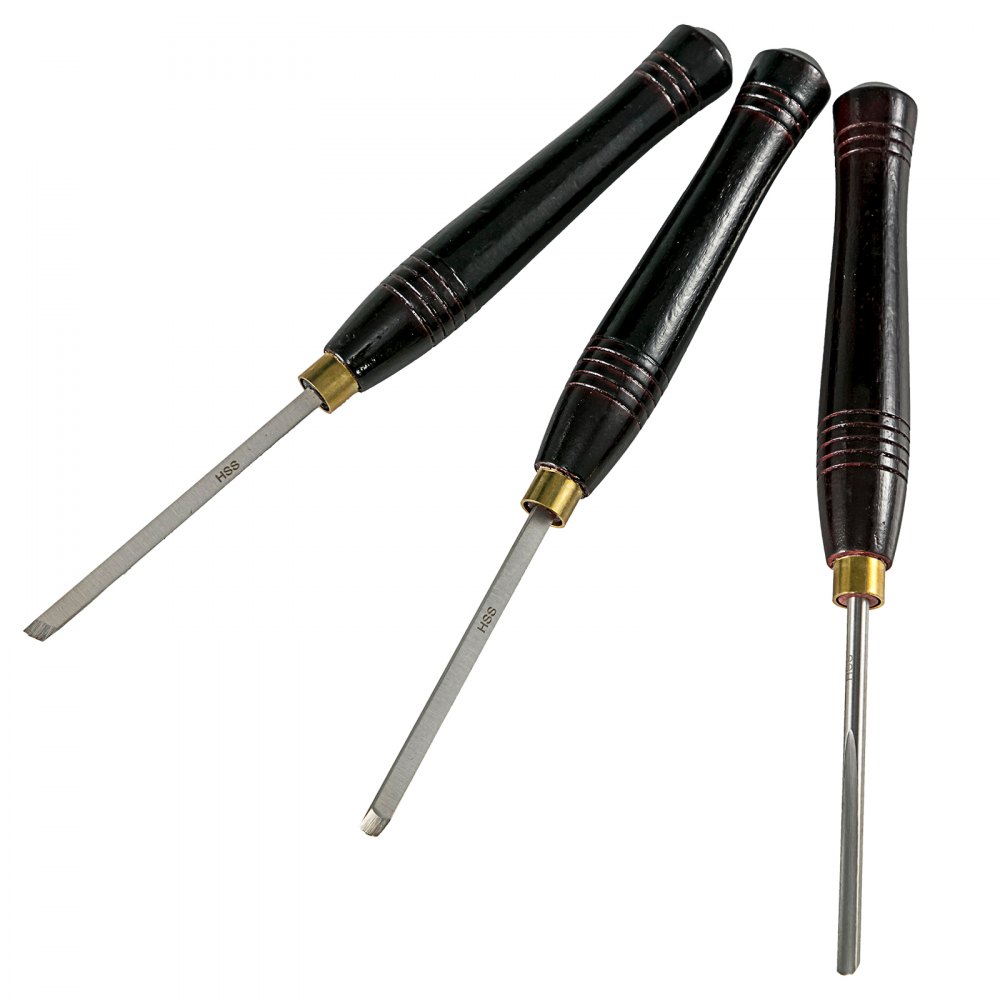 Wood Lathe Chisel Set 3pcs Turning Tools Piece High Speed Steel Wooden Box