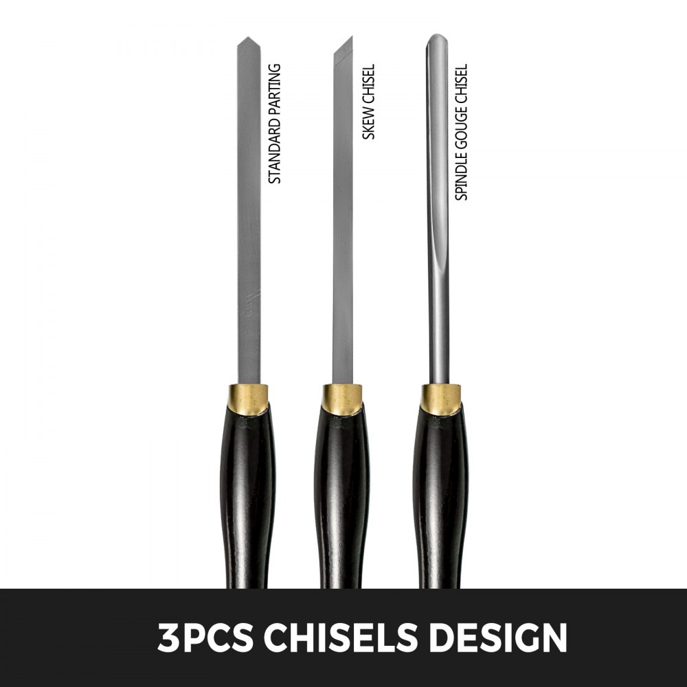 Wood Lathe Chisel Set 3pcs Turning Tools Piece High Speed Steel Wooden Box