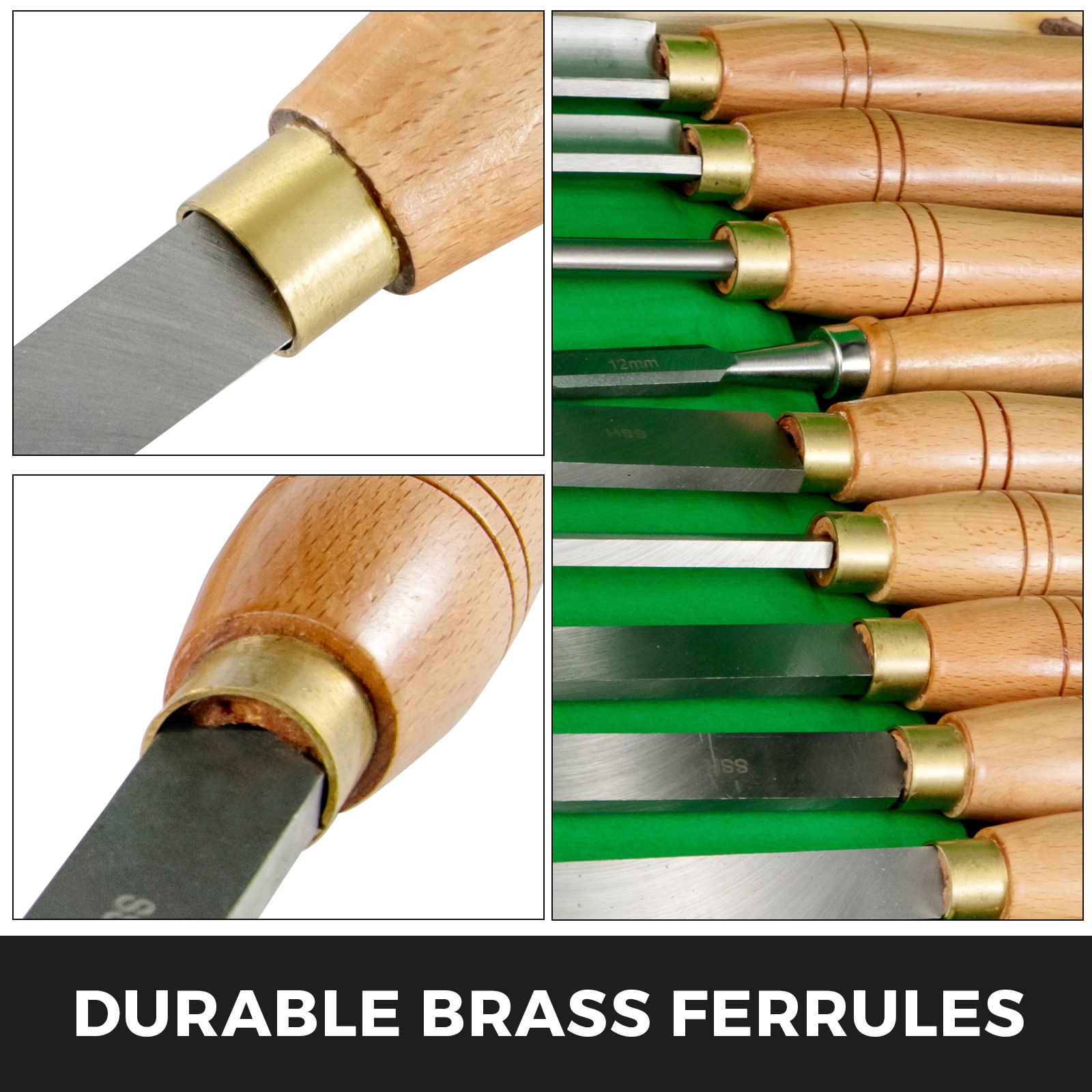 VEVOR Lathe Chisel 8 Piece Wood Lathe Chisel Cutting Carving HSS Steel Blades Wood Turning Tools Lathe Chisel Set for Storage for Wood Turning Hardwood One Free Chisel