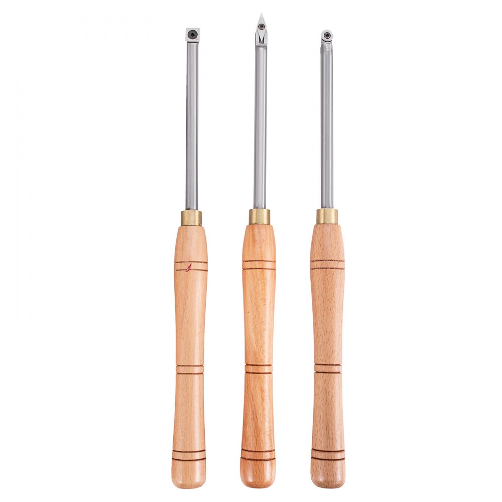 Wood Turning Lathe Carbide Tip, Chisel Set 3 Pieces, Woodworking Carving Tools