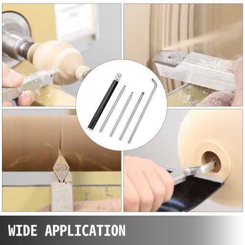 VEVOR Wood Turning Tools for Lathe 4 PCS Set, Carbide Lathe Tools with Diamond Shape, Round, Square Cutters Replaceable Turning Lathe Chisels with a Grip Handle Lathe Tools for Craft DIY Hobbyists