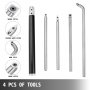VEVOR wood turning tools, 4 pcs, includes square, diamond, hook, and round cutters.