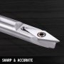 VEVOR wood turning tools sharp steel blade against dark wooden background.