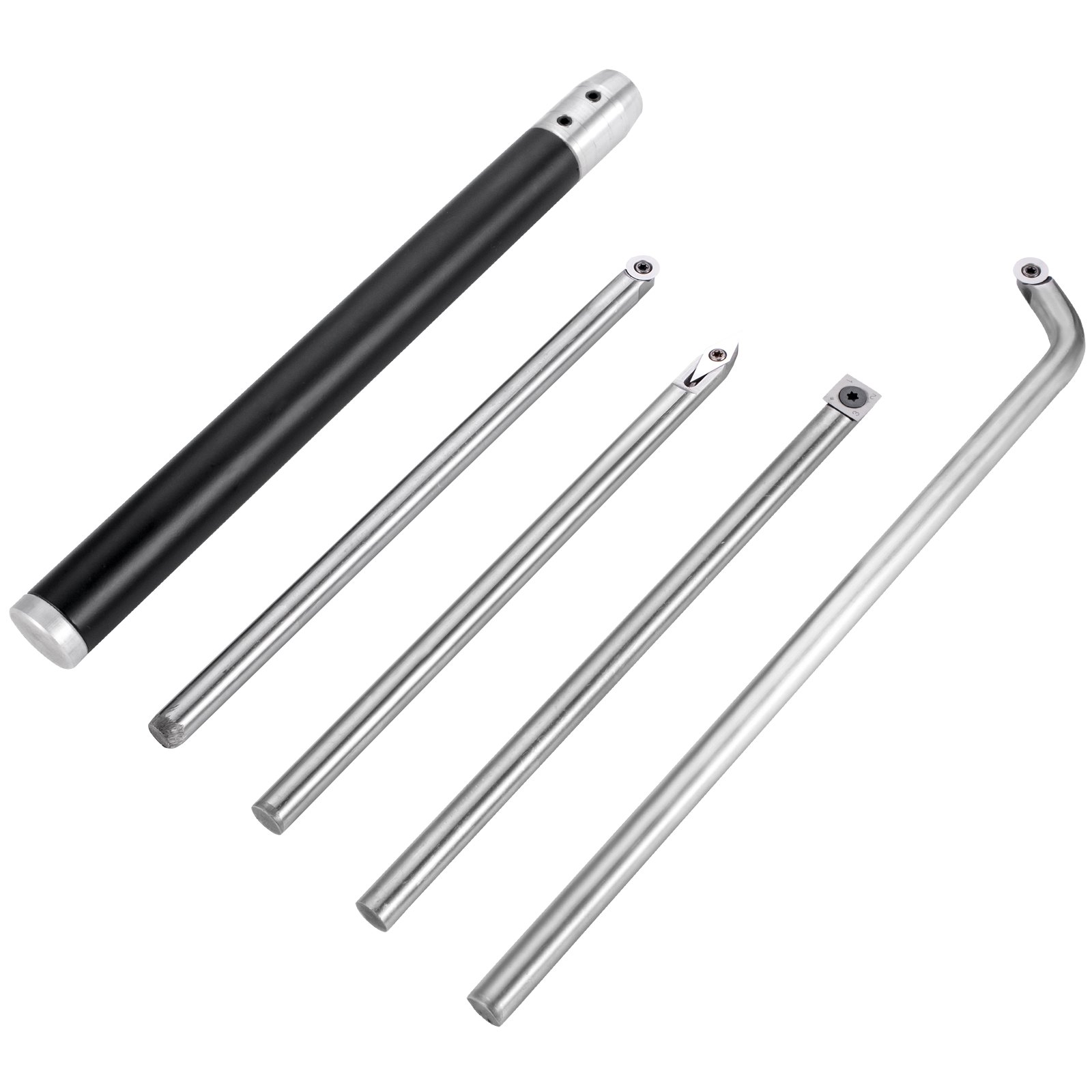 VEVOR wood turning tools set with various blades and a black handle.