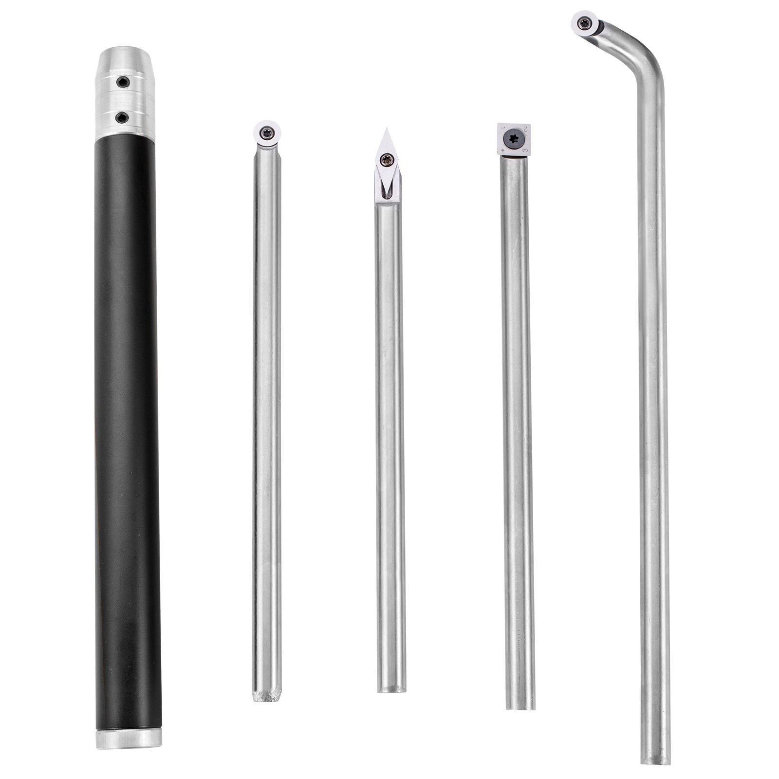 VEVOR wood turning tools set, featuring five assorted metal tools.