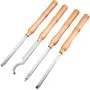 VEVOR wood turning tools set with wooden handles and metal blades, four-piece set.