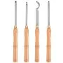 VEVOR wood turning tools set with various chisel types and wooden handles.