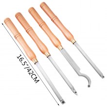 VEVOR Wood Turning Tools for Lathe 4 PCS Set, Carbide Lathe Tools with Diamond Shape, Round, Square Cutters, Turning Lathe Chisels with Comfortable Grip Handles Lathe Tools for Craft DIY Hobbyists