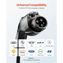 VEVOR EV Charger Extension Cable, 48Amp 21 ft J1772 Extension Cord Compatible with 120V-240V SAE J1772 Electric Vehicle Chargers, Level 1/Level 2 IP66 Heavy Duty Car Charging Cable with Carrying Bag