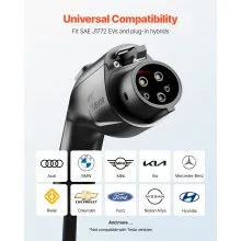 VEVOR EV Charger Extension Cable, 32Amp 21 ft J1772 Extension Cord Compatible with 120V-240V SAE J1772 Electric Vehicle Chargers, Level 1/Level 2 IP66 Heavy Duty Car Charging Cable with Carrying Bag