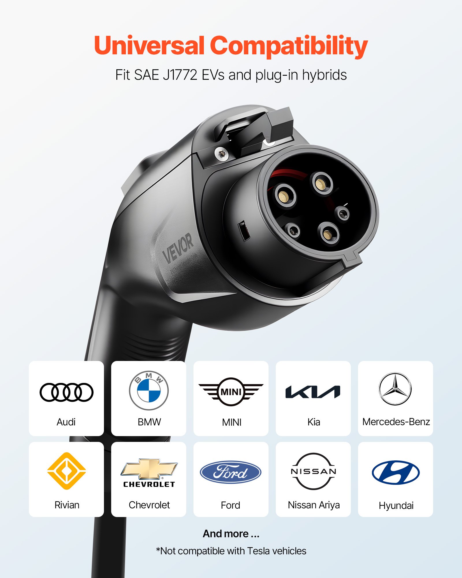 VEVOR EV Charger Extension Cable, 32Amp 21 ft J1772 Extension Cord Compatible with 120V-240V SAE J1772 Electric Vehicle Chargers, Level 1/Level 2 IP66 Heavy Duty Car Charging Cable with Carrying Bag