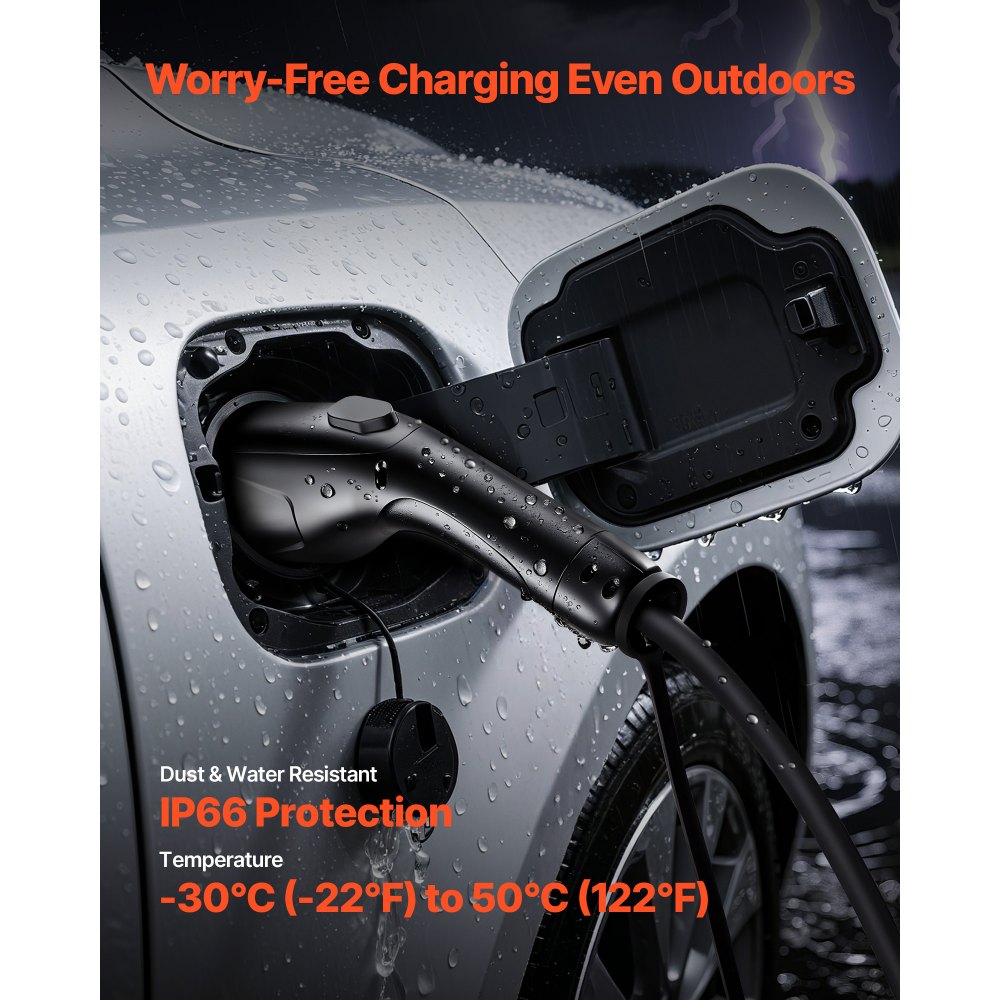 VEVOR EV Charger Extension Cable, 40Amp 21 ft J1772 Extension Cord Compatible with 120V-240V SAE J1772 Electric Vehicle Chargers, Level 1/Level 2 IP66 Heavy Duty Car Charging Cable with Carrying Bag