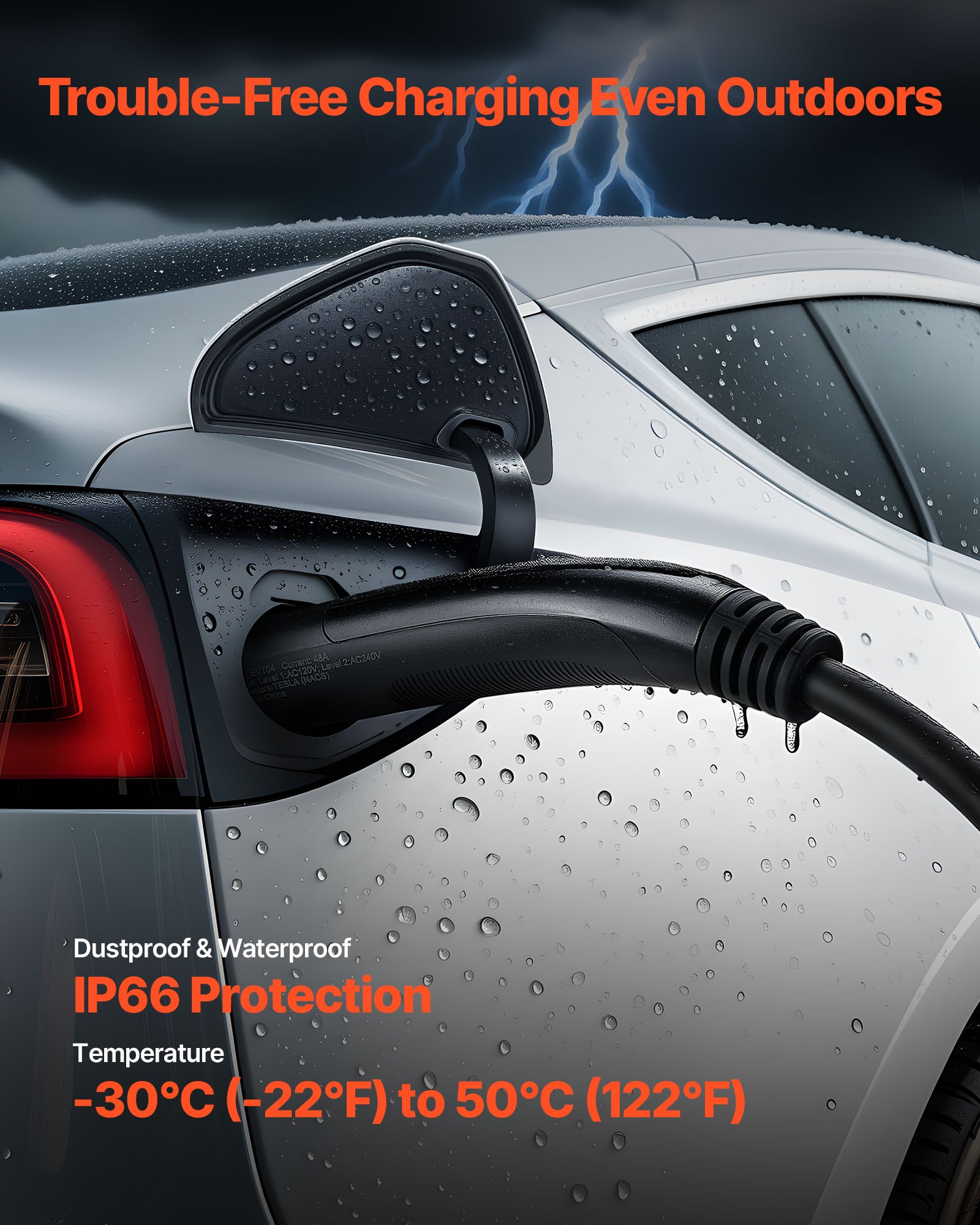 VEVOR EV Charger Extension Cable for Tesla, 48Amp 21 ft Max 240V 11.52 kW with NACS Plug, EV Extension Cord for Level 1/2 Tesla Mobile/Wall Connector/Destination Charger, Model Y/X/3/S, Carrying Bag