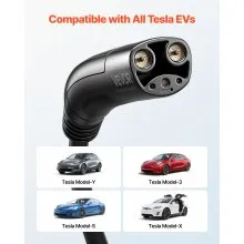 VEVOR EV Charger Extension Cable for Tesla, 48Amp 40 ft Max 240V 11.52 kW with NACS Plug, EV Extension Cord for Level 1/2 Tesla Mobile/Wall Connector/Destination Charger, Model Y/X/3/S, Carrying Bag