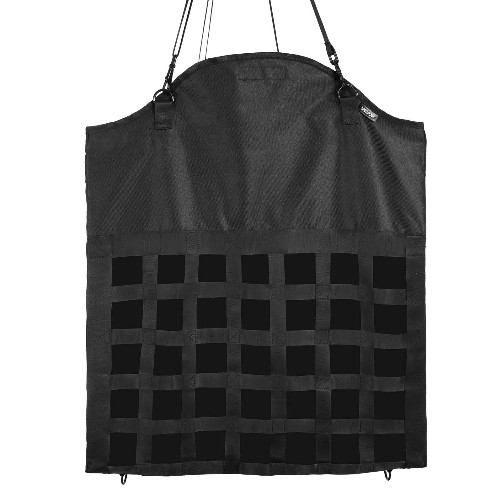 VEVOR Hay Bag for Horses, 55 x 18.5 x 64 cm, 46 x 46 mm Holes, Premium Nylon Construction with PVC Waterproof Coating, Adjustable Hanging Straps and Metal Hooks, Slow Feed Hay Bag for Horses