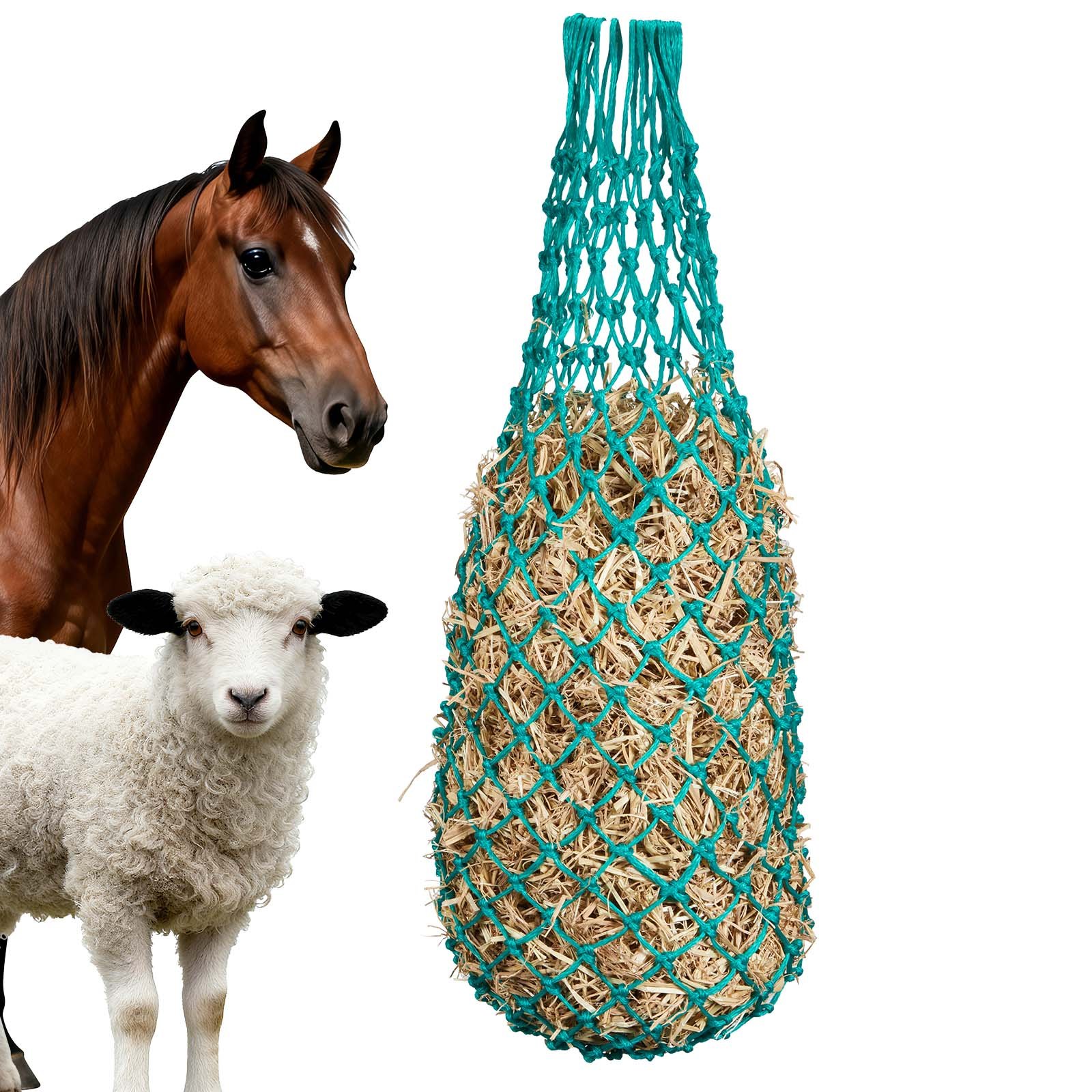 VEVOR Hay Nets for Horses, 4PCS, 0.9 m Extended Length, 38 x 38 mm Holes, PE Material, with Four Carabiner Hooks, Hanging Slow Feed Hay Nets for Horses, Sheep, Cattle, Alpacas, and Livestock