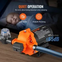Bomba de diafragma de agua VEVOR, 110 V CA, flujo de 3,3 GPM, presión nominal de 45 PSI (40-80 PSI ajustable), bomba de pulverizador autocebante de 1/2" MNPT con interruptor de presión para RV Camper Marine Boat Lawn, certificado FCC