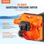 VEVOR Water Diaphragm Pump, 13.25 liters, 55 PSI Rated Pressure (40-80 PSI Adjustable), 12.7mm MNPT Self Priming Sprayer Pump with Pressure Switch for RV Camper Marine Boat Lawn, FCC Certified