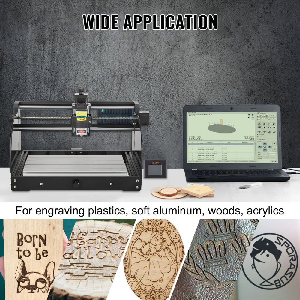 VEVOR Engraving Machine 300×180×45 mm CNC Router CNC 3018 Pro 15W Laser Engraver GRBL Control 3 Axis Laser Engraving Machine, with Offline Controller, for Carving Plastic, Acrylic, PVC, Wood