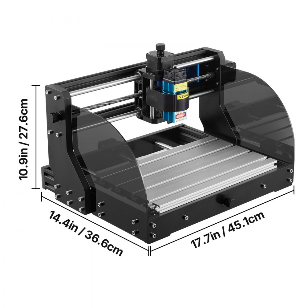 VEVOR Engraving Machine 300×180×45 mm CNC Router CNC 3018 Pro 15W Laser Engraver GRBL Control 3 Axis Laser Engraving Machine, with Offline Controller, for Carving Plastic, Acrylic, PVC, Wood