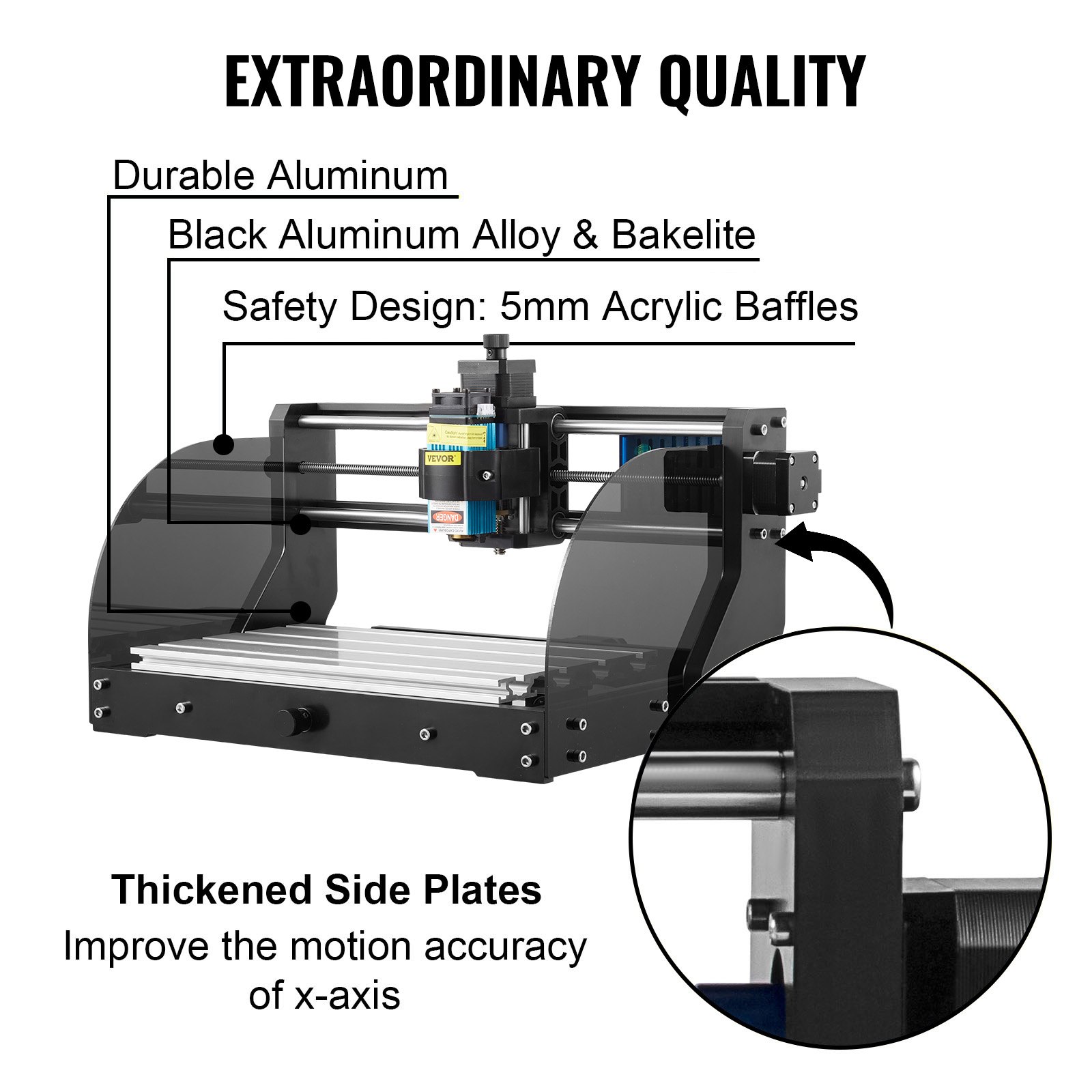 VEVOR Engraving Machine 300×180×45 mm CNC Router CNC 3018 Pro 15W Laser Engraver GRBL Control 3 Axis Laser Engraving Machine, with Offline Controller, for Carving Plastic, Acrylic, PVC, Wood